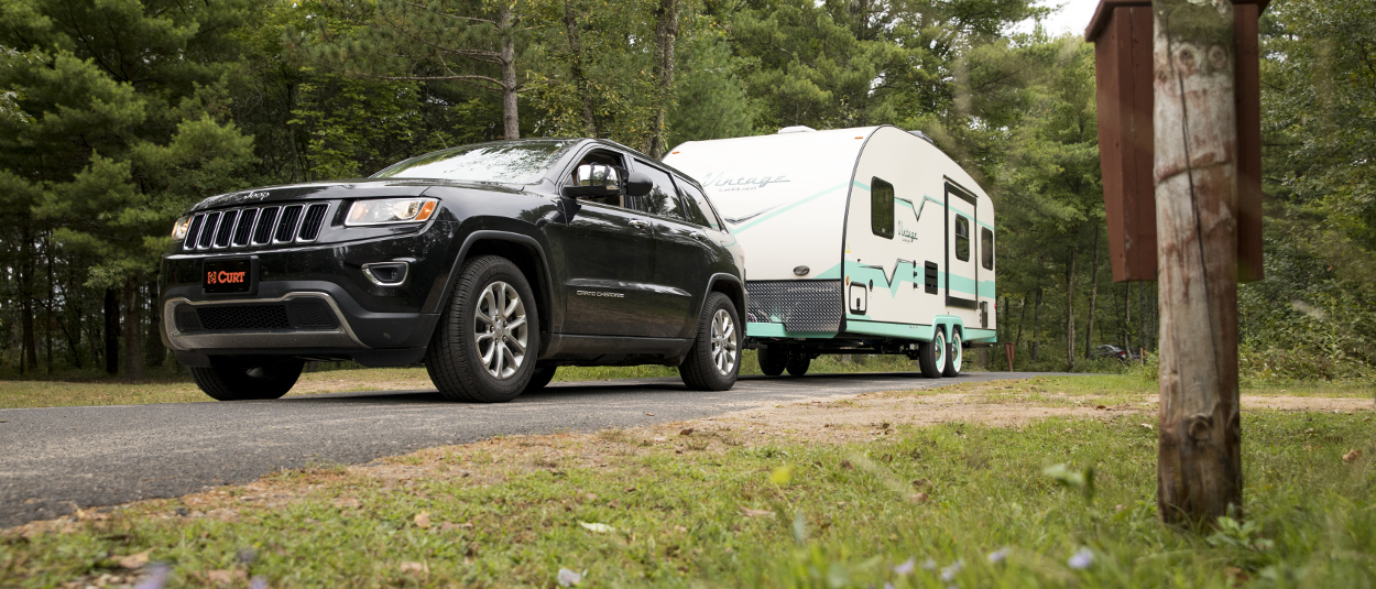 CURT class 3 trailer hitch on Jeep Cherokee towing camper CURT class 3 trailer hitch on Jeep Cherokee towing camper
