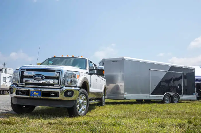 Ford Truck Towing Large Enclosed Trailer Ford Truck Towing Large Enclosed Trailer