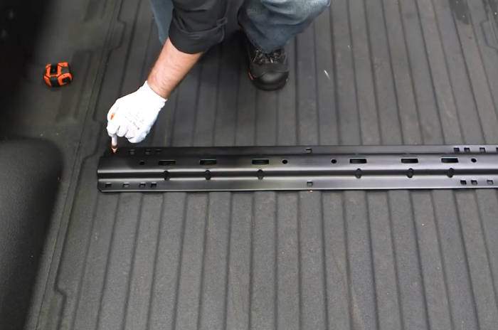 Mark Drill Locations for 5th Wheel Rails Mark Drill Locations for 5th Wheel Rails