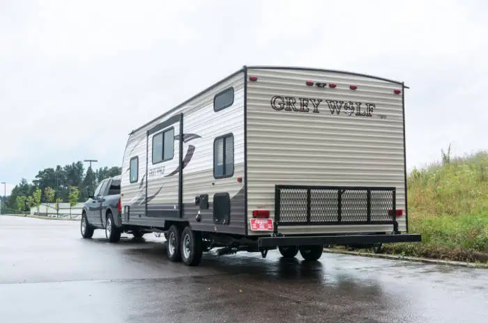 Pickup Truck Towing Large Travel Trailer Pickup Truck Towing Large Travel Trailer