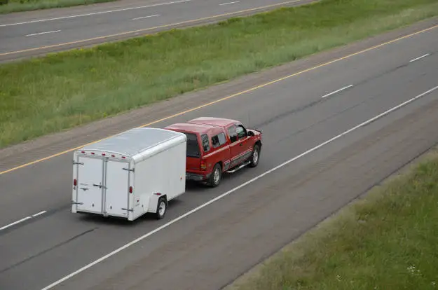 Truck Towing Utility Trailer Highway Truck Towing Utility Trailer Highway