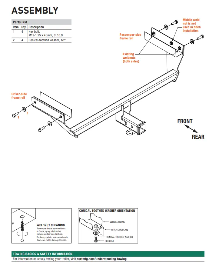 2023 nissan rogue trailer hitch installation manual CURT 13471
